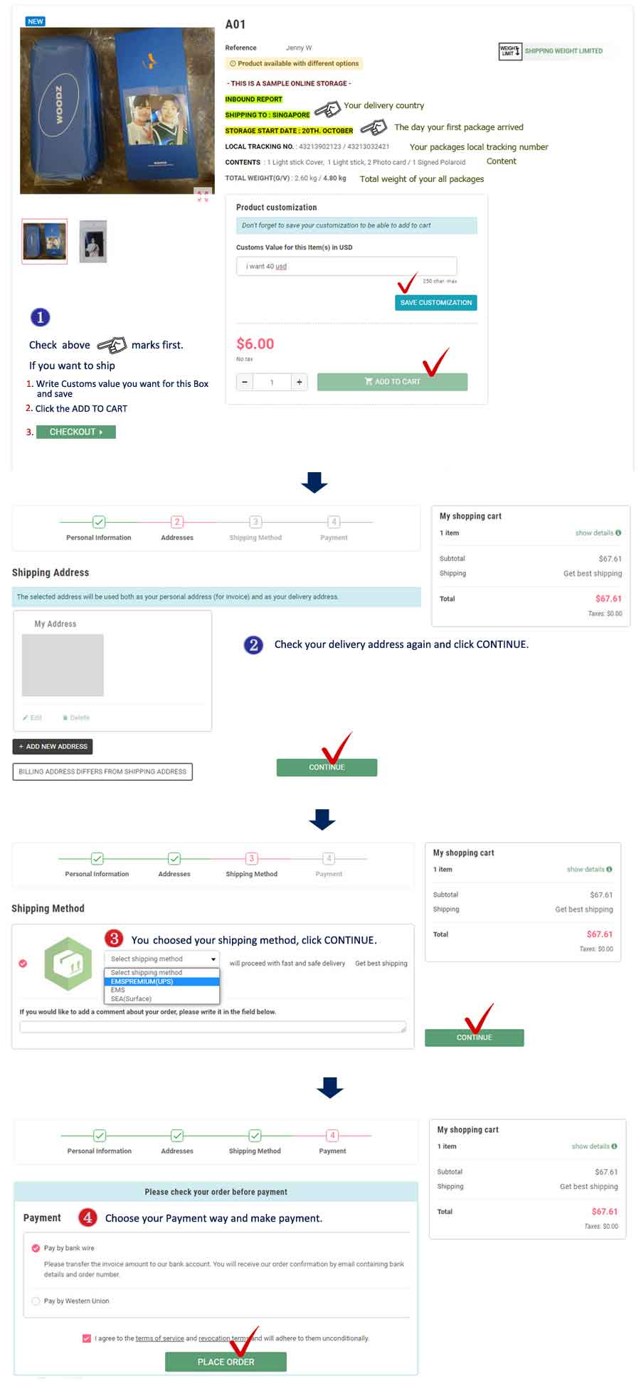 Checkout Page for shiptoyou